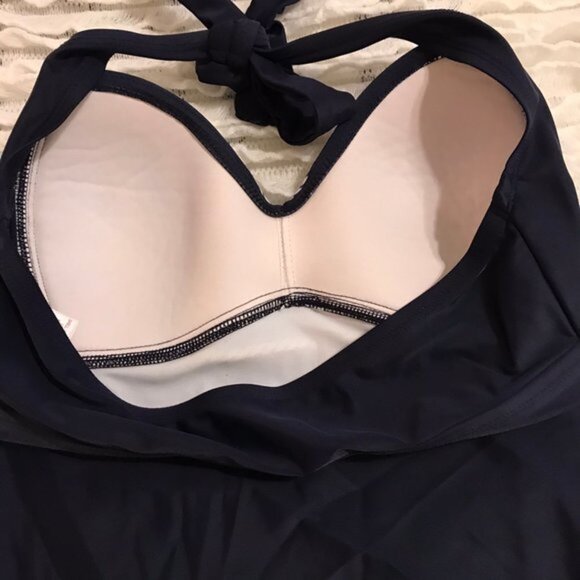 MERONA one piece swimsuit navy blue nautical stripe rope halter beach small - Picture 5 of 8